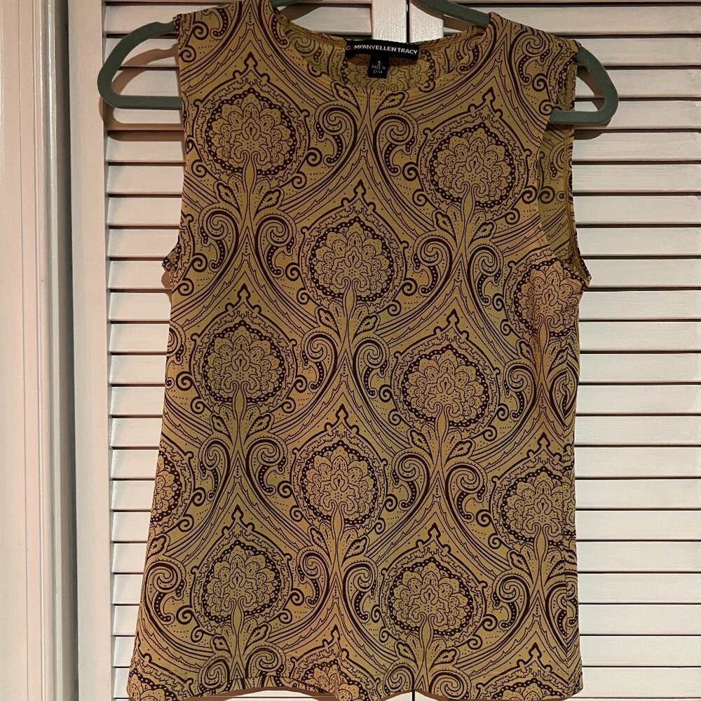 Y2K Company Ellen Tracy Stretchy Tank Tan and Brown Pattern Size S
